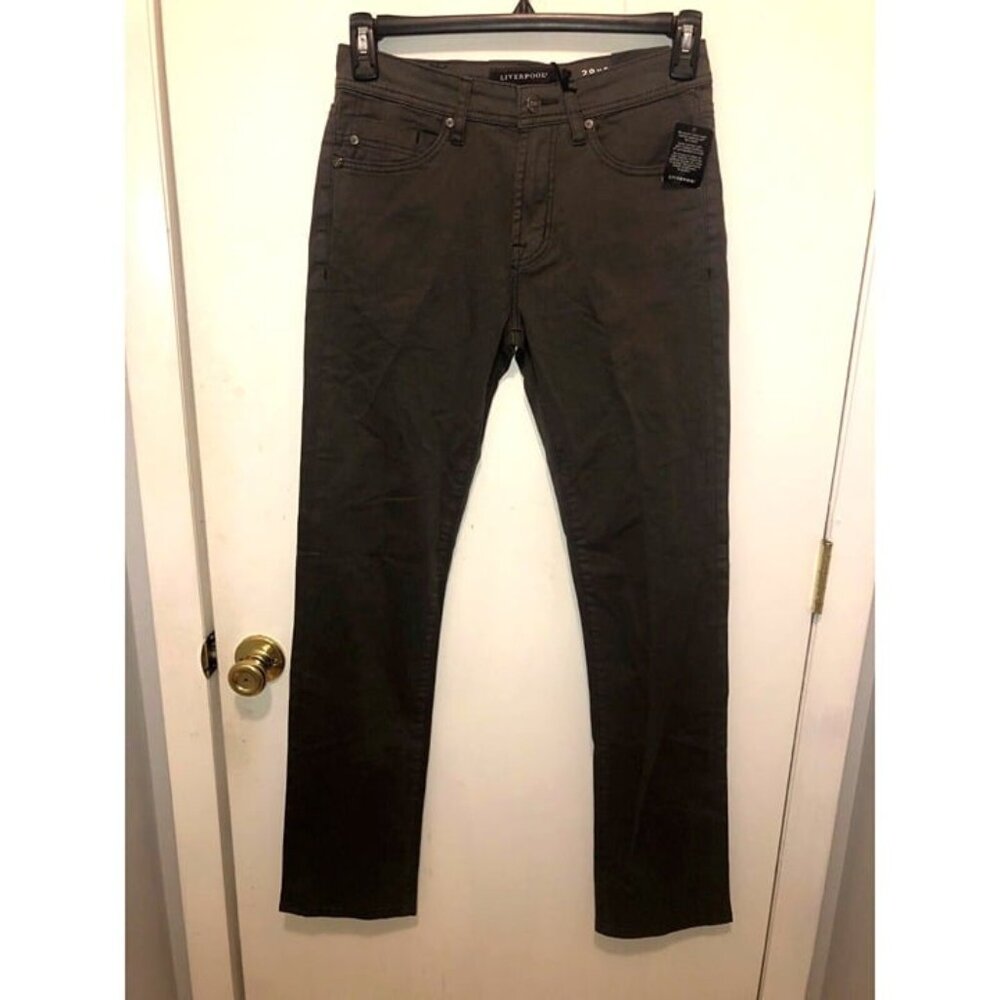 NWT Liverpool Los Angeles Mens SZ 28X34 The Relaxed Straight Gray Stretch Jeans